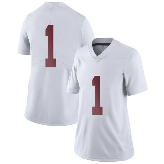 Alabama Crimson Tide Women's Ben Davis #1 No Name White NCAA Nike Authentic Stitched College Football Jersey SZ16A53XX